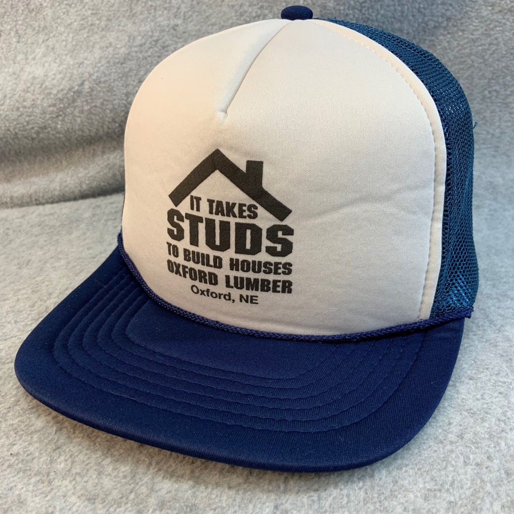 It Takes Studs Oxford Lumber Mens Blue Unbranded Trucker Hat Snapback OSFA